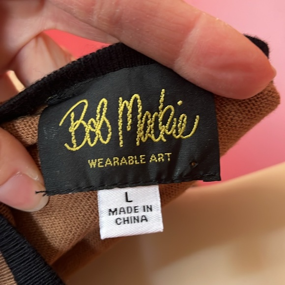 Like new Bob Mackie brown striped sleeve knit sweater - Picture 6 of 10